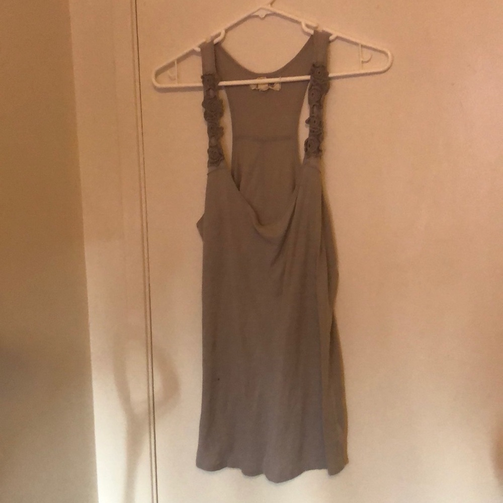 Hollister nude racer back embroidered flower strap